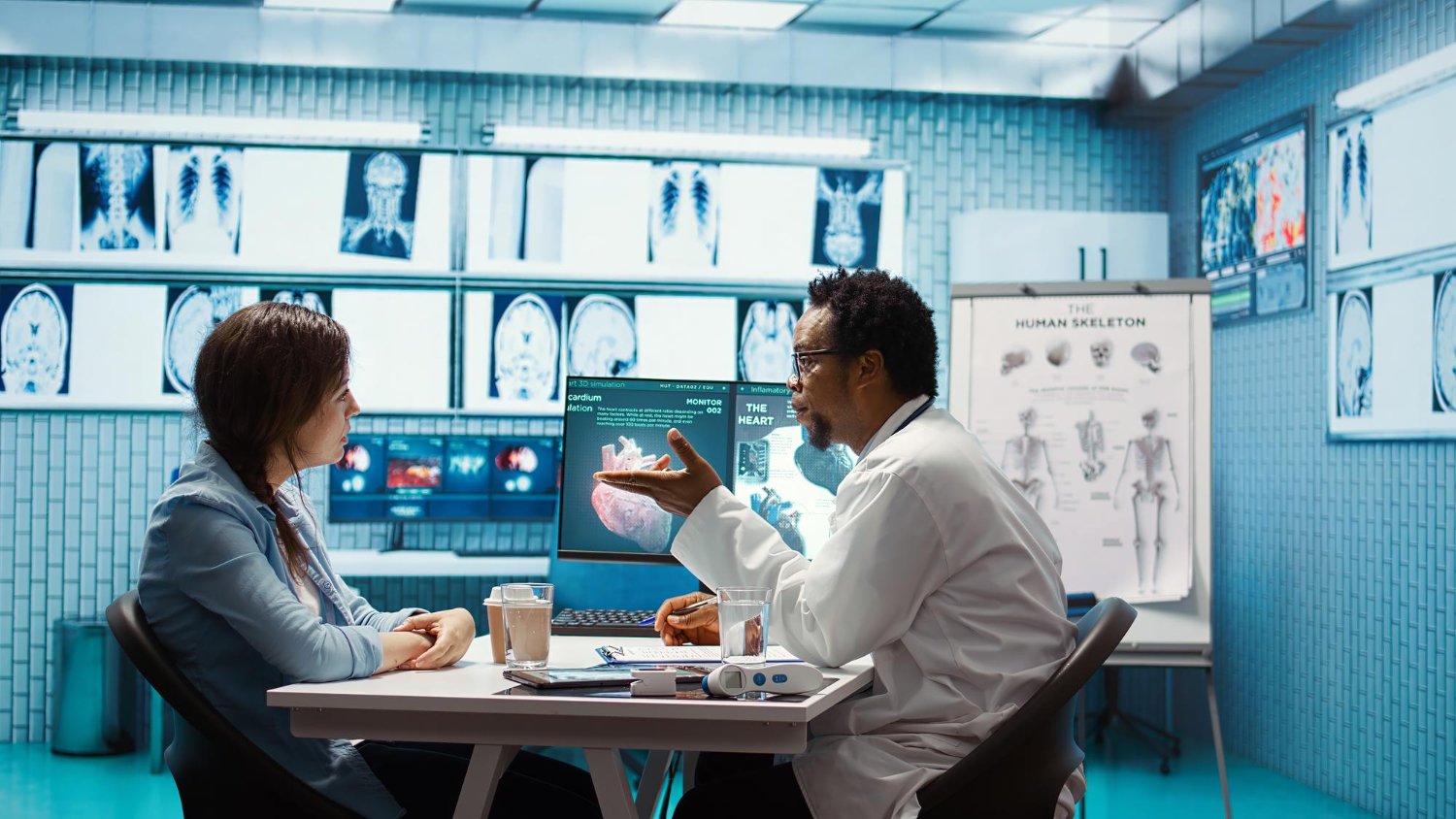 AI scribe solution visual representing Ambient AI clinical workflow for doctors and clinicians in the USA